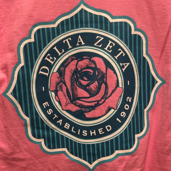 Pink and Blue Delta Zeta Pocket Tee - Picture 8 of 8